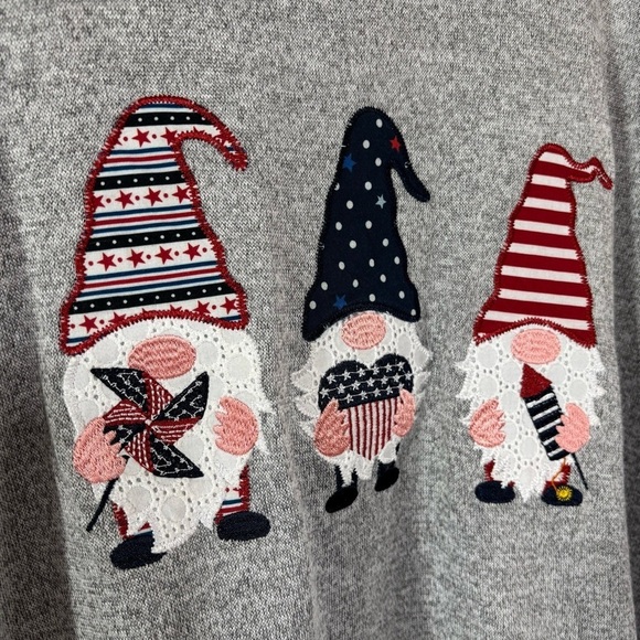 American Spirit Embroidered Eyelet Gnome 4th Of July T Shirt Size XL - Picture 2 of 5